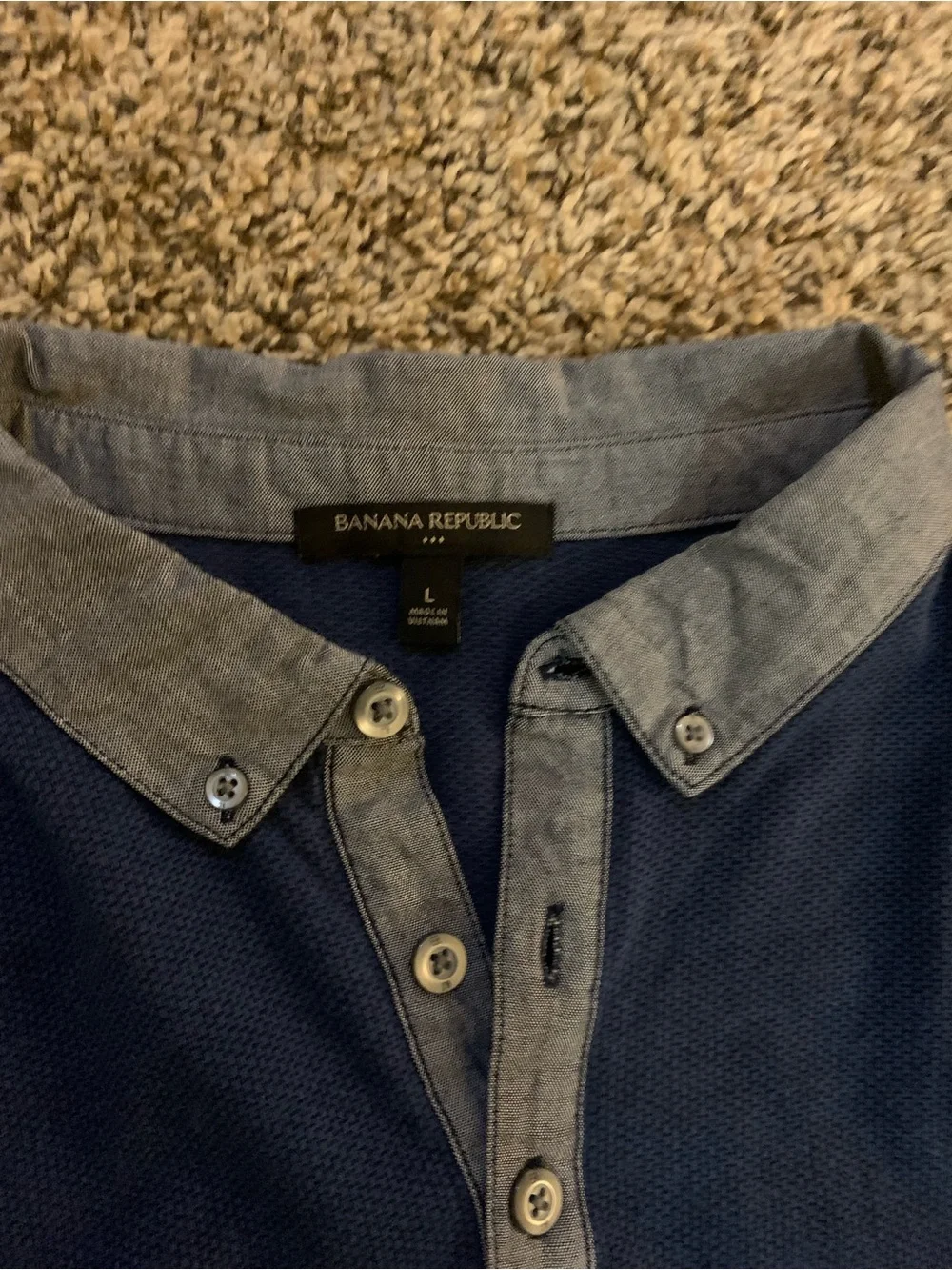 Banana Republic Navy Polo with Chambray Collar